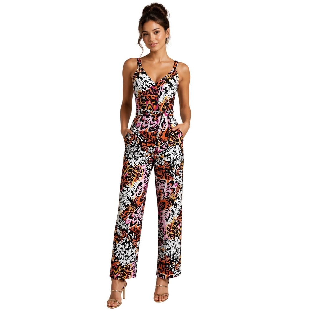 & Other Stories Multi Color Animal Print Viscose Sleeveless Jumpsuit